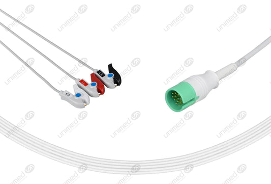 CABLE DE ECG REUTILIZABLE DE UNA PIEZA COMPATIBLE CON SPACELABS