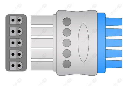 CABLE CONDUCTOR DE ECG REUTILIZABLE COMPATIBLE CON SIEMENS-AHA