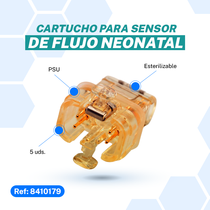 Cartucho para sensor de flujo neonatal.