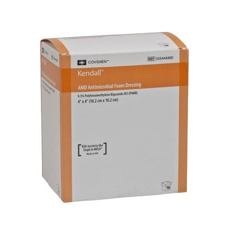 KENDALL AMD APÓSITO DE ESPUMA ANTIMICROBIANO CON PHMB DE 10.2X10.2 CM CON LAMINA DE POLIURETANO  REF .55544PAMDX CAJA C/10 PZS - ORTO-PAC, SILLAS DE RUEDAS, CAMAS HOSPITALARIAS, ORTOPEDIA BLANDA, CUNA PEDIATRICA, CARROS ROJOS, RODILLERAS, TOBILLERAS, CAMILLAS DE TRASLADO, CAMILLAS DE EMERGENCIA, PAPEL PARA EQUIPO MEDICO