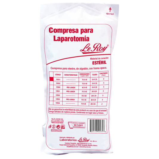 COMPRESA PARA LAPAROTOMIA ESTERIL