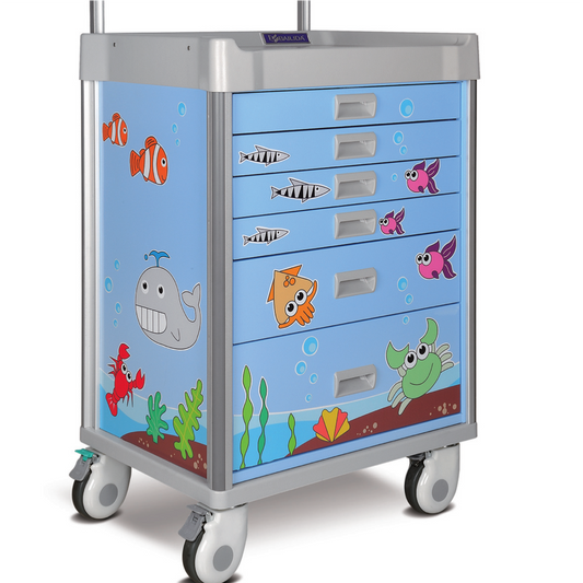 Carro rojo para áreas pediátricas Bailida modelo mx34