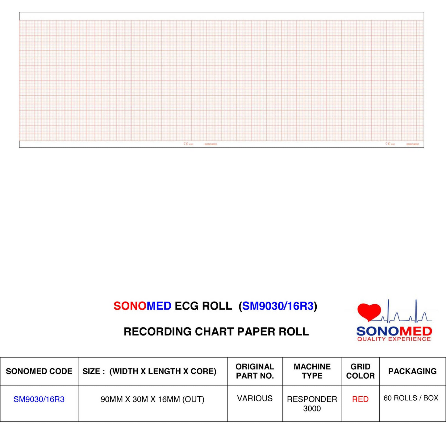 Papel para desfibrilador  marca sonomed modelo SM9030/16R (ge responder 3000)