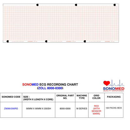 Papel para desfibrilador  marca Sonomed modelo Z9090/200RS (Zoll Mseries y Rseries)