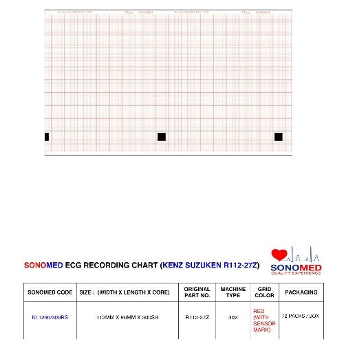 Papel para electrocardiografía  marca sonomed modelo K11290/300RS (kenz 302)