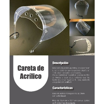 Careta de protección de acrílico y PVC