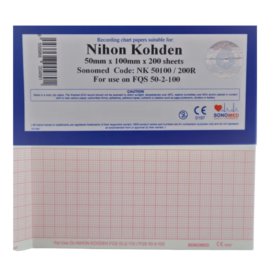 Papel para electrocardiógrafo marca sonomed modelo NK50100/200R